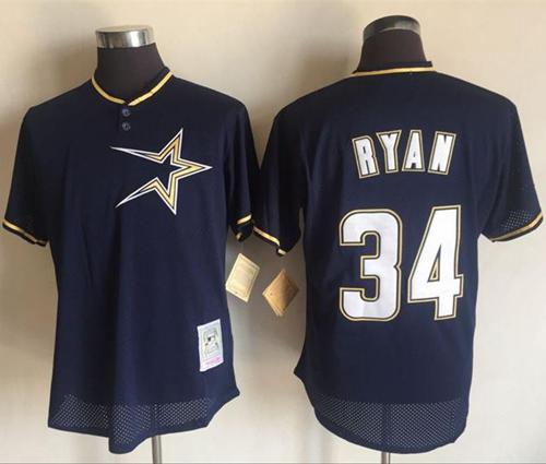 Mitchell And Ness 1997 Astros #34 Nolan Ryan Navy Blue Throwback Stitched MLB Jersey